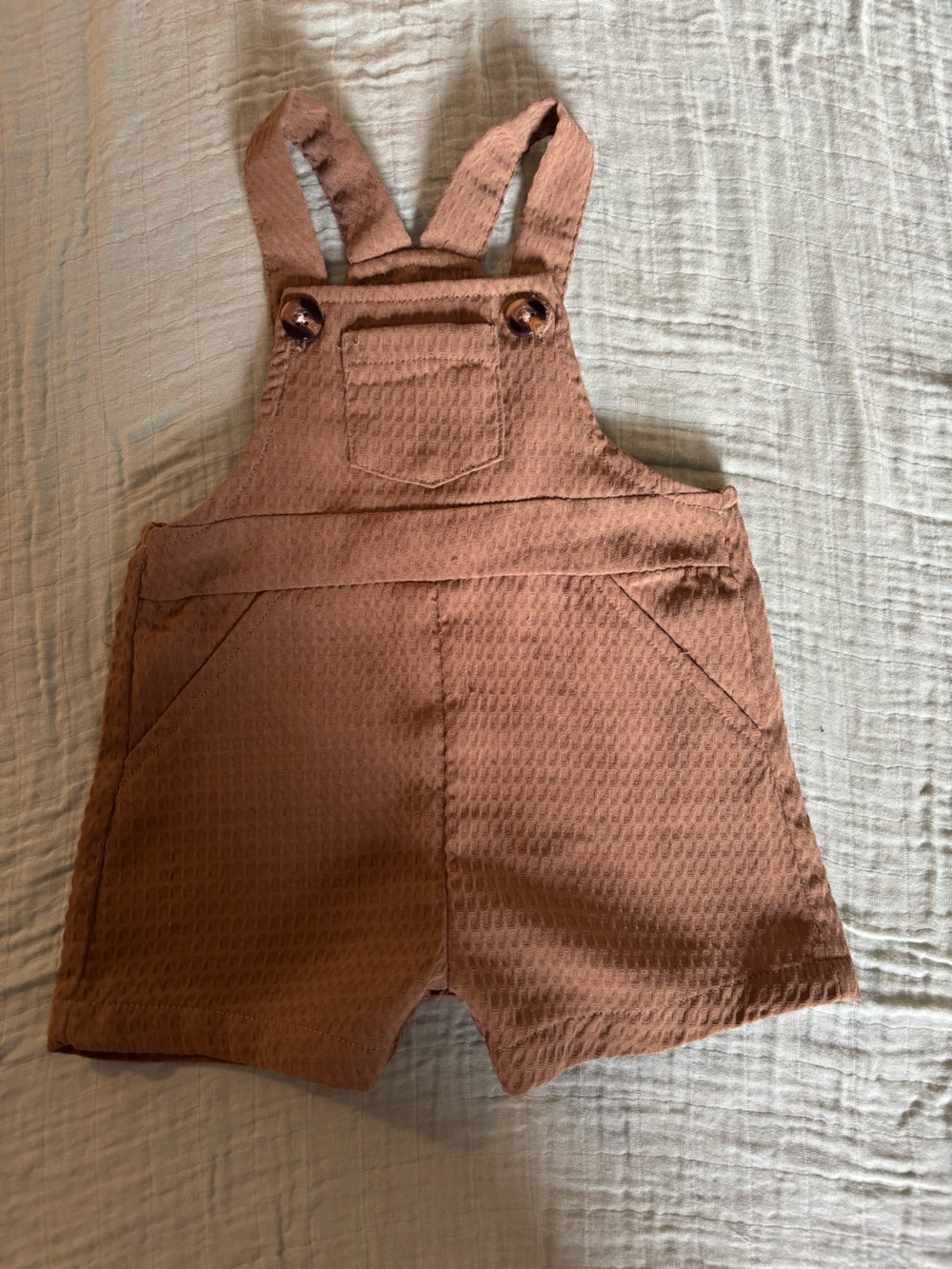 SHEIN Rust Brown Baby Overall Dress with Button Straps